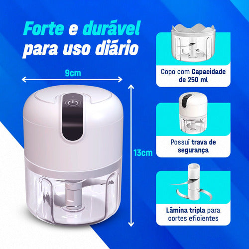 Mini Processador Alimentos Moedor Elétrico Alho Sem Fio