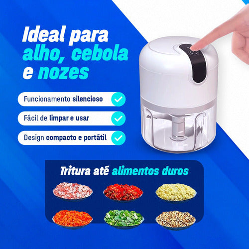 Mini Processador Alimentos Moedor Elétrico Alho Sem Fio